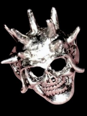 Spiked Silver Heavy Metal Skull Ring Unisex Mens Gothic Badass Biker Spikes 10.5